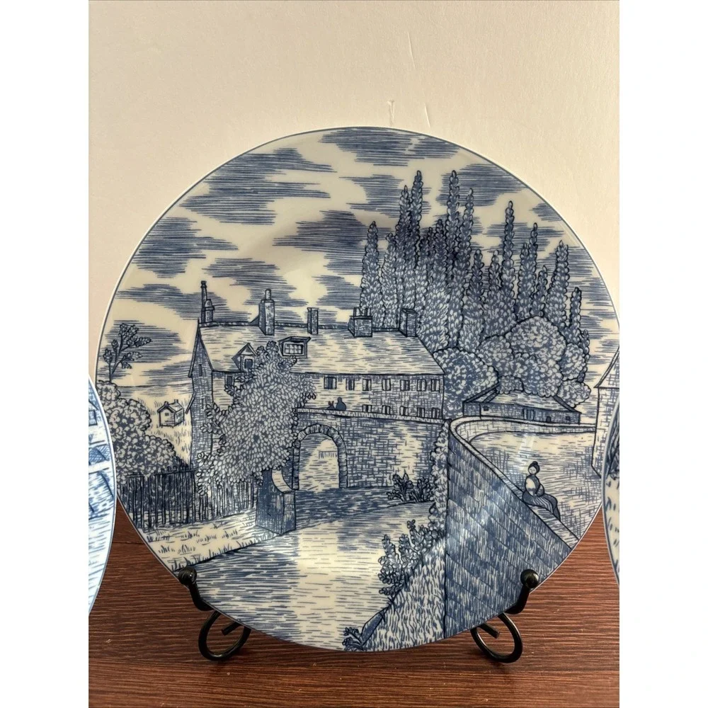 American Atelier At Home Blue Toile 5217 Three Salad Plates 8